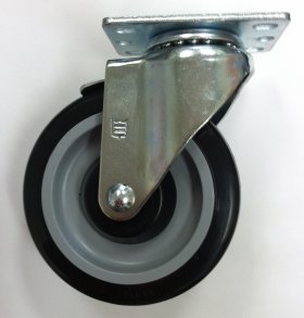 (image for) Caster; Std; Swivel; 3"-1/2 x 1-1/4"; PolyU on PolyO (Black); Top Plate TP06; Zinc; Ball Bearing Brng; Wgt Cap 250# (Item #69941)