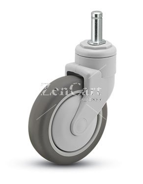 (image for) Caster; Swivel; 5" x 1-1/4"; Thermoplastized Rubber (Gray); Grip Ring (0.845" x 2-3/16"); Nylon (Gray); Precision Ball Brng; 220#; Thread Guards (Item #64966)