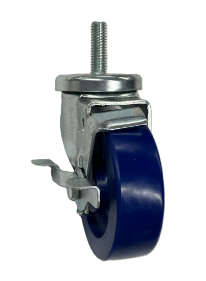 (image for) Caster; Swivel; 4\" x 1-1/4\"; Polyurethane (Solid); Threaded Stem (1/2\"-13TPI x 1-1/2\"); Zinc; Delrin Spanner; 300#; Dust Cover (Mtl); Wheel Brake (Item #63896)