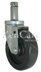 (image for) Caster; Swivel; 4" x 1-1/4"; Rubber; Hard; Octagonal; 3/4"x2-1/8"; 3 cross drilled holes; Zinc; Nylon Brng; 275# (Item #69195)