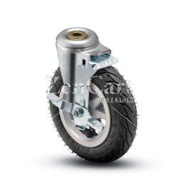 (image for) Caster; Swivel; 6" x 1-1/4"; Flat Free (No Air!) (Black); Hollow Kingpin (1/2" bolt hole); Zinc; Ball Brng; 150#; Tread Brake (Item #66176)