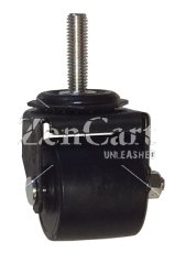 (image for) Caster; Swivel; 2" x 1-13/16"; Polyolefin; Threaded Stem (3/8"-16TPI x 1-1/2"); Black Rig; Plain bore; 300# (Item #65734)