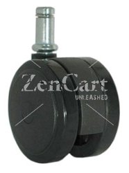 (image for) Caster; Twin; Swivel; 2-3/8" (60mm); Nylon; Grip Ring; 7/16"x7/8"; Black; Zinc Body Brng; 100# (Item #69775)