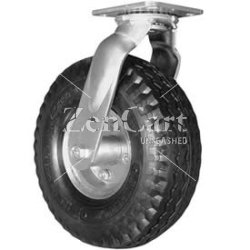 (image for) Caster; Swivel; 12" x 3-1/2"; Pneumatic (Black); Plate (4"x4-1/2"; holes: 2-5/8"x3-5/8" slotted to 3"x3"; 3/8" bolt); Zinc; Ball Brng; 460# (Item #65708)