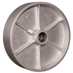 (image for) Caster; Swivel; 6" x 3"; Cast Iron; Plate (5-1/4"x7-1/4"; holes: 3-3/8"x5-1/4" slots to 4-1/8"x6-1/8"; 1/2" bolt); Zinc; Roller Brng; 2500#; Kingpinless; Seal (Item #62992)