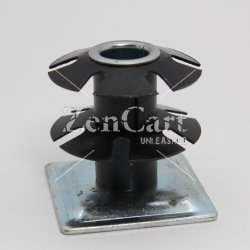 (image for) Socket; Grip Ring; 1.46"; Fits in 1-3/8 ID Square Tubing; Spring Retention; Fits 7/16" GR stems to 1-7/16". Base is 1.5" square. (Item #87896)