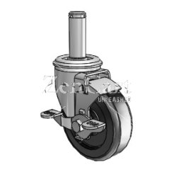 (image for) Caster; Swivel; 3" x 1-1/4"; Polyolefin; Brass Grip Ring (7/16" x 1-3/8"); Zinc; Plain bore; 275#; Tread brake (Item #63238)