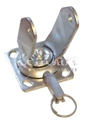 (image for) Yoke; Swivel; 4" x 2"; Plate (4"x4-1/2"; holes: 2-5/8"x3-5/8" slots to 3"x3"; 3/8" bolt); Zinc; 1/2" Bore; 2-7/16" Hub Length; 1250#; Position Lock (4-way) (Item #88160)