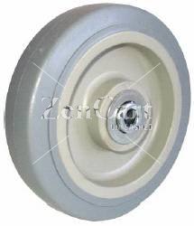 (image for) Wheel; 4" x 1-1/4"; Gray PolyU on PolyO; Dual Ball Brngs; 3/8" Bore; 1-9/16" Hub Length; 300# (Item #87287)