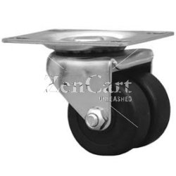 (image for) Caster; Dual Wheel; Swivel; 2" x 7/8" (x2); Polyolefin; Plate (2-5/8"x3-3/4"; holes: 1-3/4"x2-3/4" slotted to 3"; 5/16" bolt); Zinc; Plain bore; 225# (Item #66517)