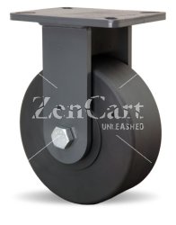 (image for) Caster; Rigid; 6" x 2"; HD Nylon/ Nylast; Plate (4"x4-1/2"; holes: 2-5/8"x3-5/8" slots to 3"x3"; 3/8" bolt); Zinc; Prec Tapered Brng; 2000# (Item #63567)