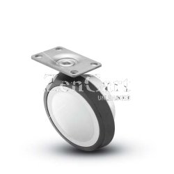 (image for) Caster; Ball; Swivel; 3"; Rubber; Top Plate; 1-1/2"x1-1/2"; hole spacing: 1"x1"; 3/16" bolt; Chrome; Reg or Bright; Acetyl/ Resin Brng; 100# (Item #69645)
