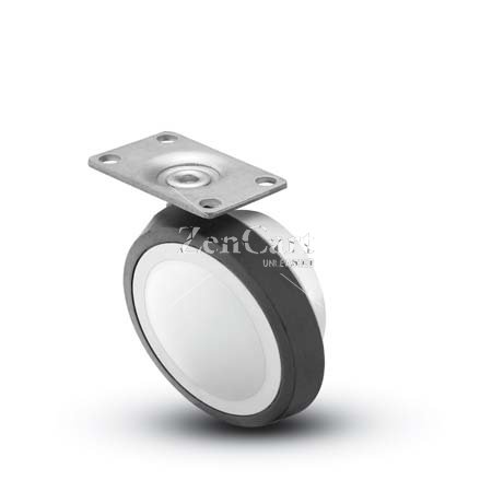 (image for) Caster; Ball; Swivel; 3"; Rubber; Top Plate; 1-1/2"x1-1/2"; hole spacing: 1"x1"; 3/16" bolt; Chrome; Reg or Bright; Acetyl/ Resin Brng; 100# (Item #69645)