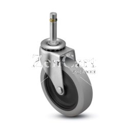 (image for) Caster; Swivel; 3" x 1"; Thermoplastized Rubber (Gray); Grip Ring (7/16" x 1-7/16"); Zinc; Plain bore; 120# (Item #63029)