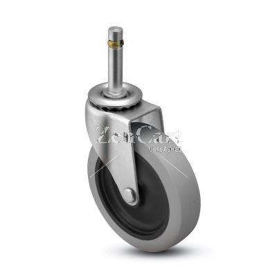 (image for) Caster; Swivel; 3" x 13/16"; Thermoplastized Rubber (Gray); Grip Ring (7/16" x 1-3/8" w/ brass band); Zinc; Plain bore; 110# (Item #63131)