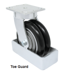 (image for) Dual Wheel Caster; Rigid; 12" x 3" (x2); HD Nylon; Plate (8-1/2"x8-1/2"; holes: 7"x7"; 5/8" bolt); Zinc; Prec Ball Brngs; 16,000#; Toe Guard (Item #62605)