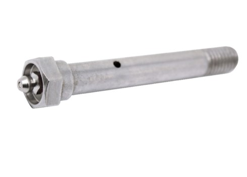 (image for) Axle & Nut; 3/8\" x 2-1/2; Steel (Ductile); Brake Shoulder; Hex; Zerk Axle; use with 1-1/4 inch wheel with brake; or 1-1/2\" wide (1-5/8\" hub length) wheel) (Item #89118)