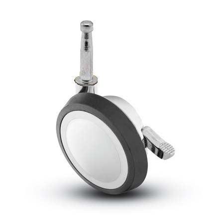 (image for) Caster; Ball; Swivel; 3\"; Rubber; Hard; Grip Neck; 5/16\"x1-1/2\"; Chrome; Reg or Bright; Acetyl/ Resin Brng; 100#; Pedal Lock; Wheel (Item #69570)