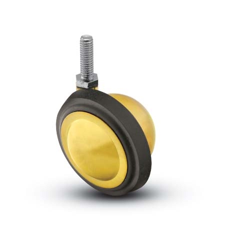 (image for) Caster; Ball; Swivel; 3\"; Rubber; Hard; Threaded Stem; 3/8\"-16TPI x 3/4\"; Brass; Acetyl/ Resin Brng; 100# (Item #69473)