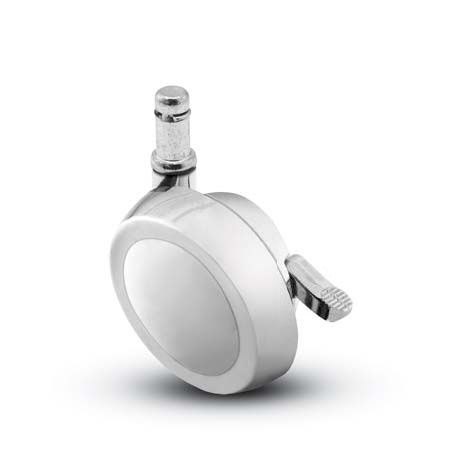 Caster; Ball; Swivel; 2-1/2\"; Metal/ Zinc; Grip Ring; 3/8\"x1\"; Bright Chrome; Acetyl/ Resin Brng; 100#; Pedal Lock; Wheel (Item #68354)