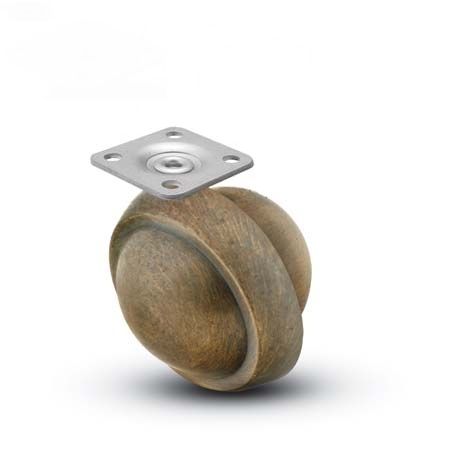Caster; Ball; Swivel; 2-1/2\"; Metal/ Zinc; Plate; 1-1/2\"x1-1/2\"; holes: 1\"x1\"; 3/16\" bolt; Antique; Acetyl/ Resin Brng; 100# (Item #68522)