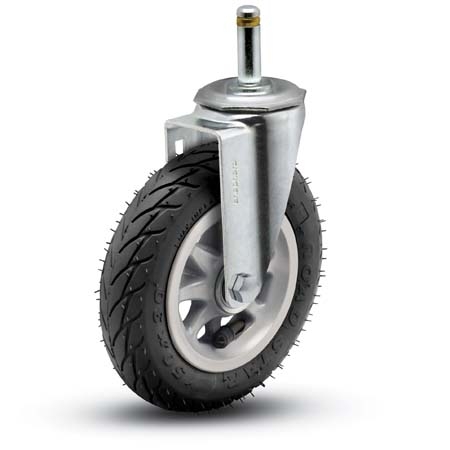 (image for) Caster; Swivel; 6\"x1-1/4\"; Flat Free (Black); Grip Ring (7/16\"x1-7/16\"); Zinc; Ball Brng; 150# (Item #69281)