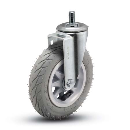 (image for) Caster; Swivel; 6 x 1-1/4; Flat Free (Gray); Threaded Stem; 1/2-13TPI x 1-1/2; Zinc; Ball Brng; 150# (Item #67758)