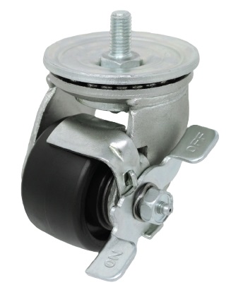 (image for) Caster; Swivel; 3\" x 1-13/16\"; Glass/ Nylon; Threaded Stem (1/2\"-13TPI x 1\"); Zinc; Roller Brng; 1100#; Top Lock Brake (Item #63221)