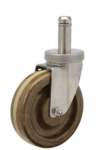 (image for) Caster; Swivel; 4\" x 1-1/4\"; Phenolic High Temp (BR); Grip Ring (7/16\" x 1-3/8\"); Zinc; Steel Spanner; 350#; Dust Cover (Mtl); High Temp (550 deg) (Item #63482)