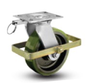 (image for) Caster; Swivel; 6" x 3"; Phenolic; Plate (5-1/4"x7-1/4"); Zinc; Tapered Rlr Brng; 2000#; Position Lock; Wraparound Brake (Item #63592)