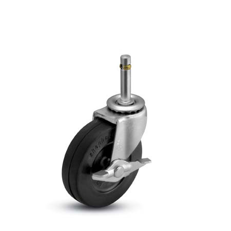 (image for) Caster; Swivel; 3\" x 13/16\"; Polyolefin; Grip Ring (7/16\" x 1-7/16\"); Zinc; Plain bore; 120#; Side friction brake (Item #66437)