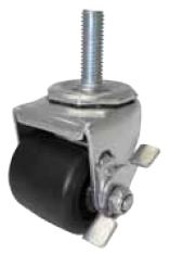 Caster; Swivel; 3" x 1-3/4"; HD Polyolefin; Threaded Stem; 3/4"-10TPI x1"; Zinc; Roller Brng; 450#; Tread brake (Item #62688)