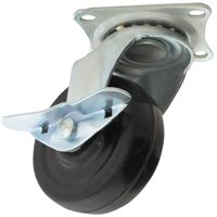 (image for) Caster; Swivel; 3 x 1-1/4; Polyolefin; Top Plate (2-3/8x3-5/8; holes: 1-3/4x2-7/8 slotted to 3; 5/16 bolt); Zinc; Plain bore; 200#; Side friction brake (Item #66701)