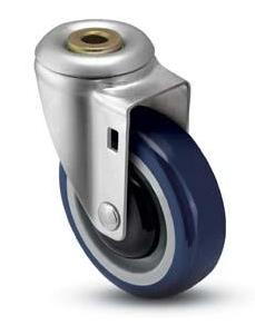 (image for) Caster; Swivel; 3" x 1-1/4"; Polyurethane (Blue); Hollow Kingpin; 1/2" bolt; Zinc; Ball Brng; 250#; Dust cover (Item #68808)
