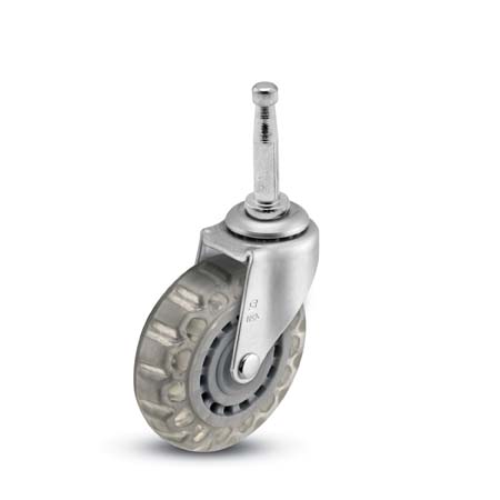 (image for) Caster; Swivel; 3\"x13/16\"; Polyurethane (Clear); Grip Neck (5/16\"x1-1/2\"); Zinc; Plain bore; 120# (Item #67464)