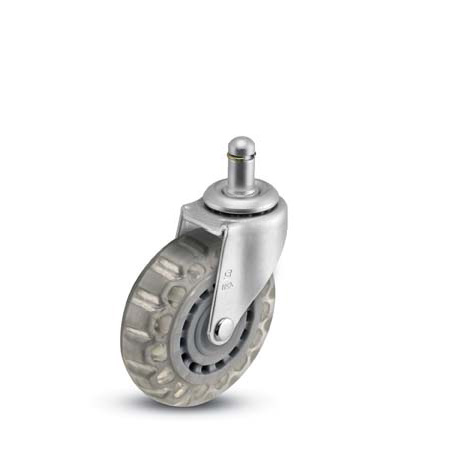 (image for) Caster; Swivel; 3 x 13/16; Polyurethane (Clear); Grip Ring (7/16x7/8); Zinc; Plain bore; 120# (Item #66610)