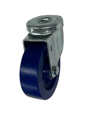 (image for) Caster; Swivel; 4\" x 1-1/4\"; Polyurethane (Solid); Hollow Kingpin (1/2\" bolt hole); Zinc; Delrin Spanner; 350#; Dust Cover (Mtl) (Item #63911)