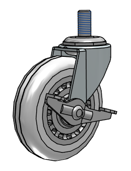 (image for) Caster; Swivel; 3" x 13/16"; Polyurethane (Clear); Threaded Stem (3/8"-16TPI x 1-1/2"); Zinc; Plain bore; 120#; Side friction brake (Item #64099)
