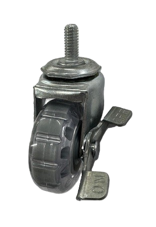 (image for) Caster; Swivel; 2\" x 13/16\"; Polyurethane (Clear); Threaded Stem (5/16\"-18TPI x 3/4\"); Zinc; Plain bore; 90#; Side friction brake (Item #63344)