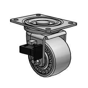 Caster; Swivel; 3\" x 1-13/16\"; Urethane (Gray); Plate (3-1/8\"x4-1/8\"; holes: 2-3/8\"x3-3/8\"; 5/16\" bolt); Zinc; Roller Brng; 1000#; Sure-Lok brake (Item #64285)