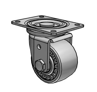 Caster; Swivel; 3\" x 1-13/16\"; Urethane (Gray); Plate (3-1/8\"x4-1/8\"; holes: 2-3/8\"x3-3/8\"; 5/16\" bolt); Zinc; Roller Brng; 1000# (Item #64286)