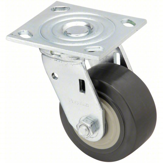 (image for) Caster; Swivel; 4\" x 2\"; Polyurethane (One piece solid); Plate (4\"x4-1/2\"; holes: 2-5/8\"x3-5/8\" slotted to 3\"x3\"; 3/8\" bolt); Roller Brng; 700#; Position Lock (Item #67522)