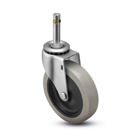 Caster; Swivel; 3\" x 13/16\"; PolyU on PolyO (Gray); Grip Ring (7/16\" x 1-7/16\"); Zinc; Plain bore; 120# (Item #66566)