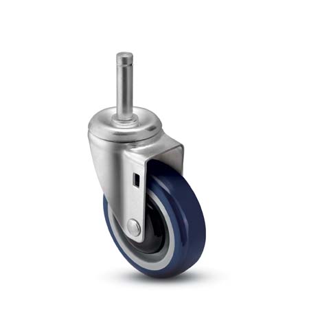Caster; Swivel; 3\" x 1-1/4\"; PolyU on PolyO (Blue); Grip Ring (7/16\" x 1-1/4\"); Zinc; Prec Ball Brng; 250#; Bearing Cover; Dust cover (Item #66334)