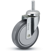 (image for) Caster; Swivel; 6" x 1-1/4"; PolyU on PolyO (Gray); Threaded Stem (1/2"-13TPI x 1-1/2"); Chrome; Precision Ball Brng; 260# (Item #66809)