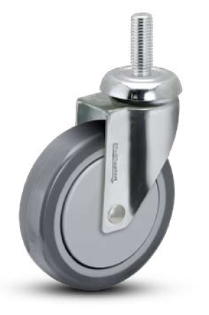 Caster; Swivel; 4\" x 1-1/4\"; PolyU on PolyO (Gray); Threaded Stem (1/2-13TPI x 1-1/2); Stainless; Stainless Ball Brng; 300#; Thread guards (Item #66505)