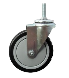 (image for) Caster; Swivel; 4" x 1-1/4"; PolyU on PolyO (BK/ Gray); Threaded Stem (1/2"-13TPI x 1-1/2"); Zinc; Ball Bearing (Single); 300#; Thread guards; Dust Cover (Mtl) (Item #62969)