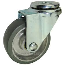 Caster; Swivel; 6" x 2"; Rubber on Aluminum; Hollow Kingpin (1/2" bolt hole); Stainless Steel Yoke and Axle; Delrin Spanner; 550# (Item #62622)