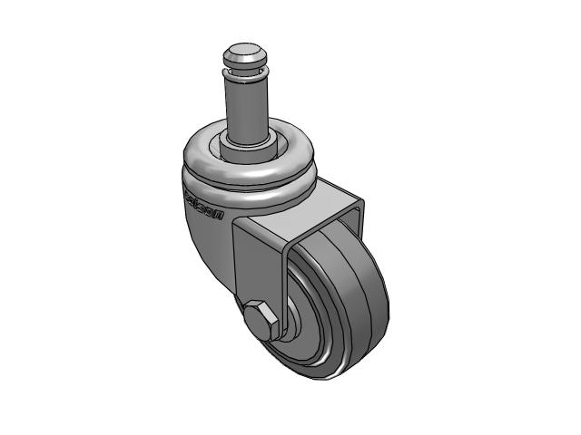 Caster; Swivel; 2\" x 13/16\"; Gray Rubber (Non-marking); Grip Ring (7/16\" x 7/8\"); Zinc; Plain bore; 75# (Item #63887)