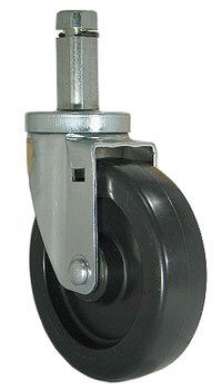 (image for) Caster; Swivel; 4" x 1-1/4"; Rubber; Hard; Octagonal; 3/4"x2-1/8"; 3 cross drilled holes; Zinc; Nylon Brng; 275# (Item #69195)